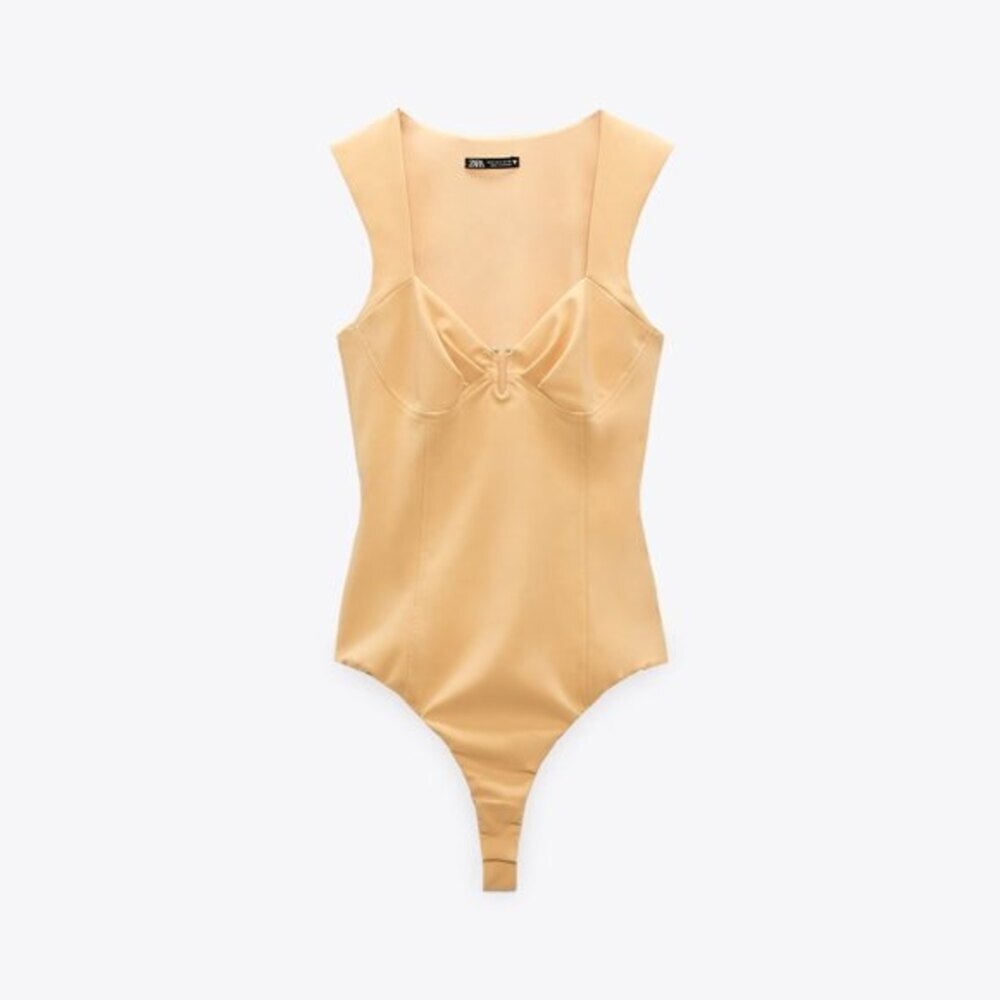 Yellow Zara Metal Piece Sleeveless Bodysuit (NWT)